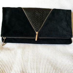 NWOT! Express Women's Large Genuine Suede Croc Design Foldeover  Clutch